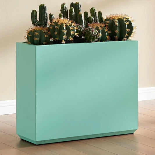 Metallic Heavy Outdoor Span Planter Box, Long and Tall Divider Planters, Flower Pot, Plant Container