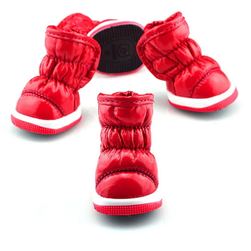 4pcs/set Pet Dog Winter Rain Shoes Waterproof Dogs Snow Boots Puppy Dog Slip Shoes For Small Medium Dog Yorkie Shoes Footwear