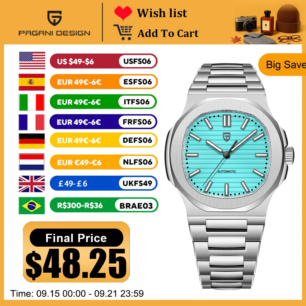 2025 New PAGANI DESIGN 40MM Men's Watches Luxury Automatic Watch For Men Mechanical Wristwatches Sapphire Mirror Men Gift Clock