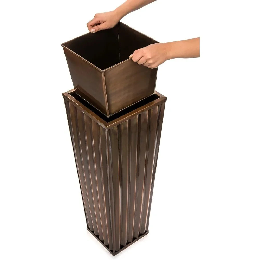 Tall Outdoor Planter or Indoor Flower Pots Large with Drip Tray