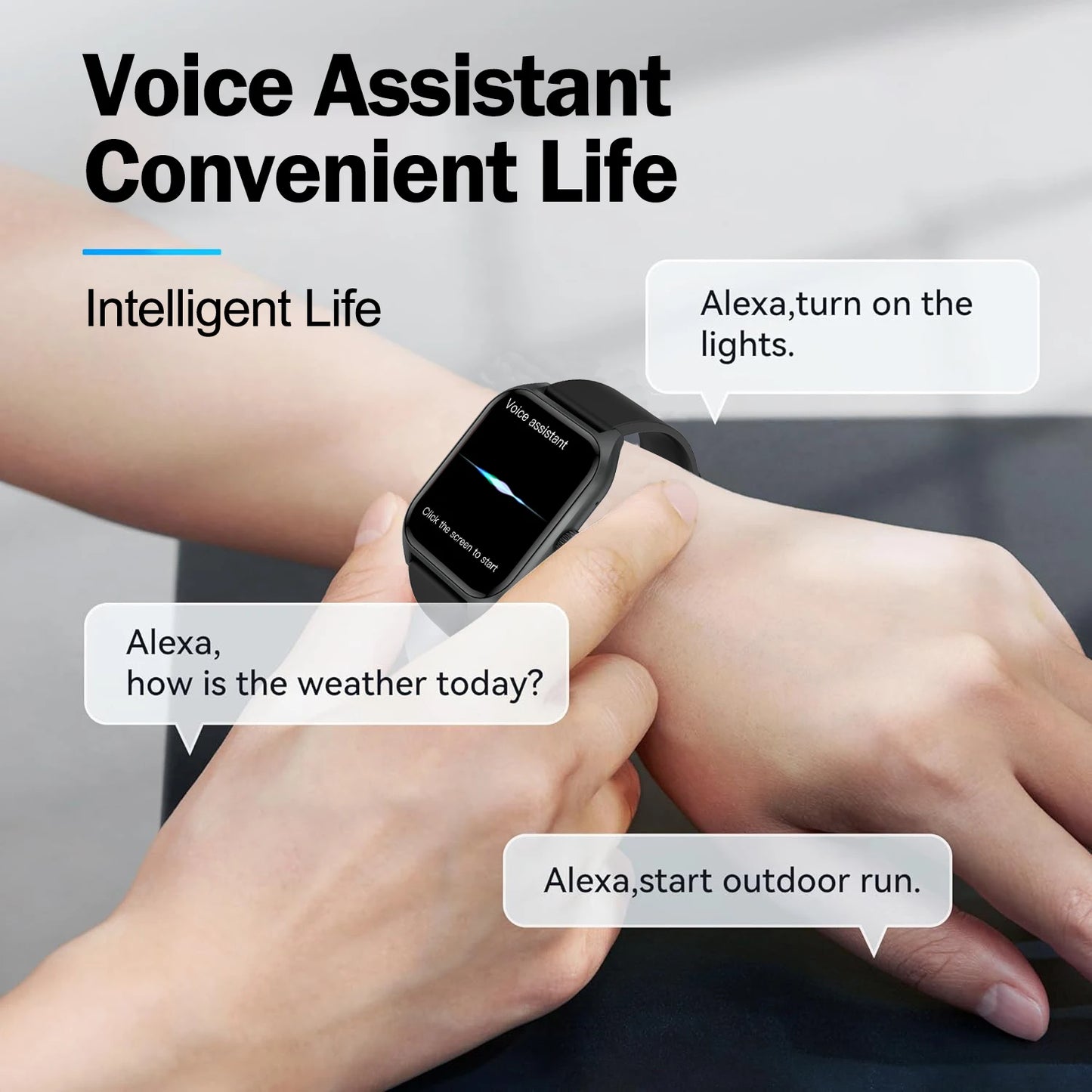 AI Voice Assistant Smart Watch for Men and Women with 1.96 Inch HD Screen Activity Trackers and 100 Plus Sports Sleep Heart Rate Monitor