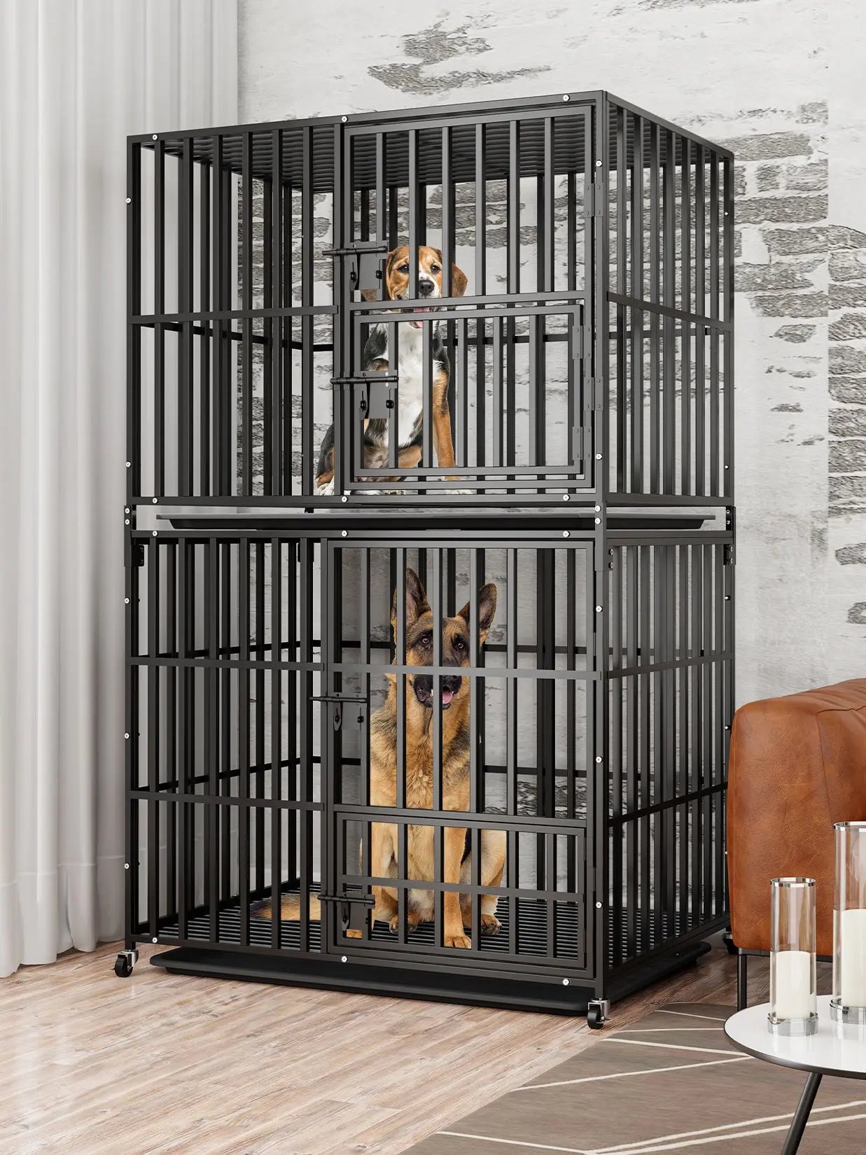 Heavy Duty Metal Dog Kennel Crate Removable Tray Lock
