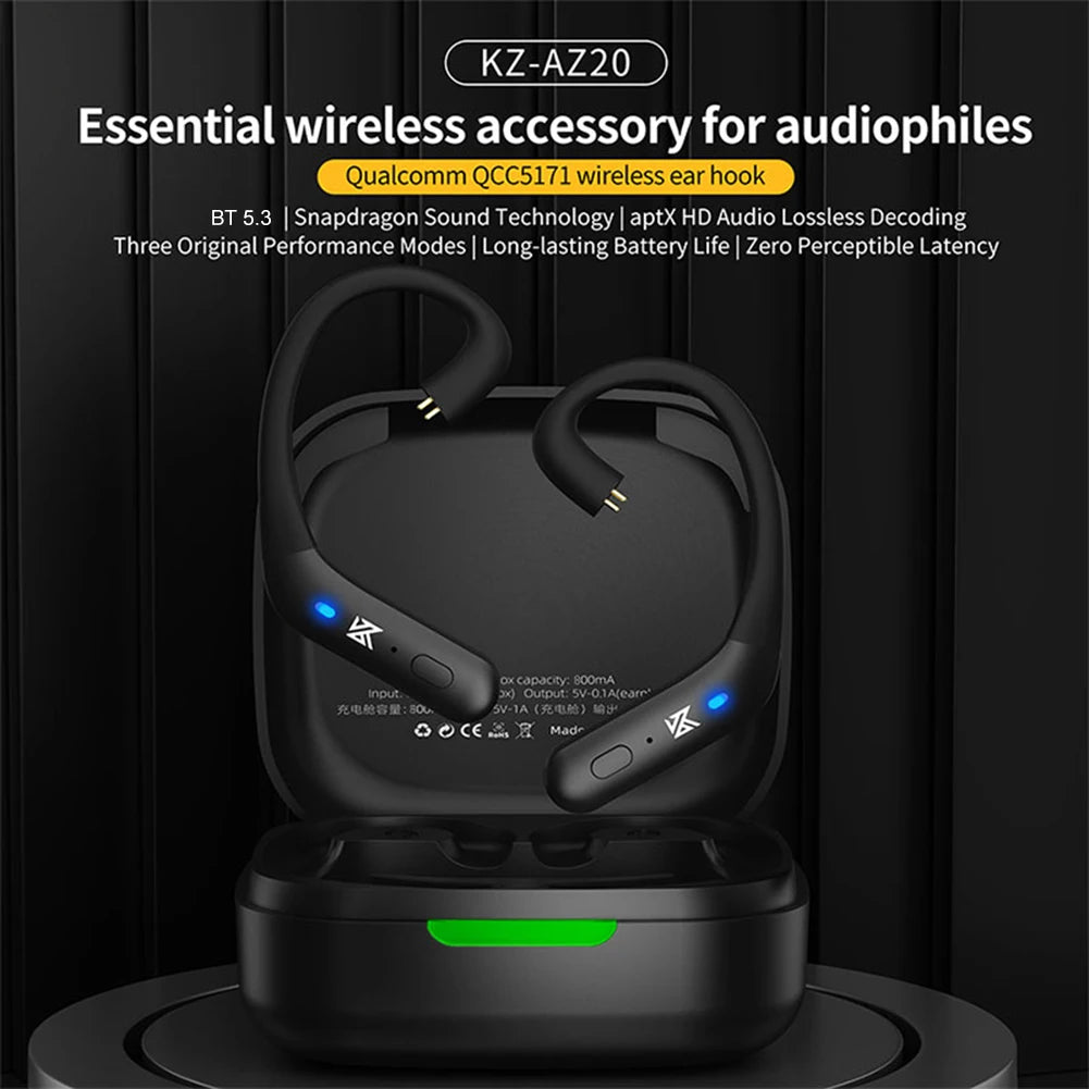 KZ AZ20 Bluetooth 5.3 Wireless Ear Hook Earphones Upgrade Cable Snapdragon Sound Technology aptX HD Headset Line For DXPRO PR2
