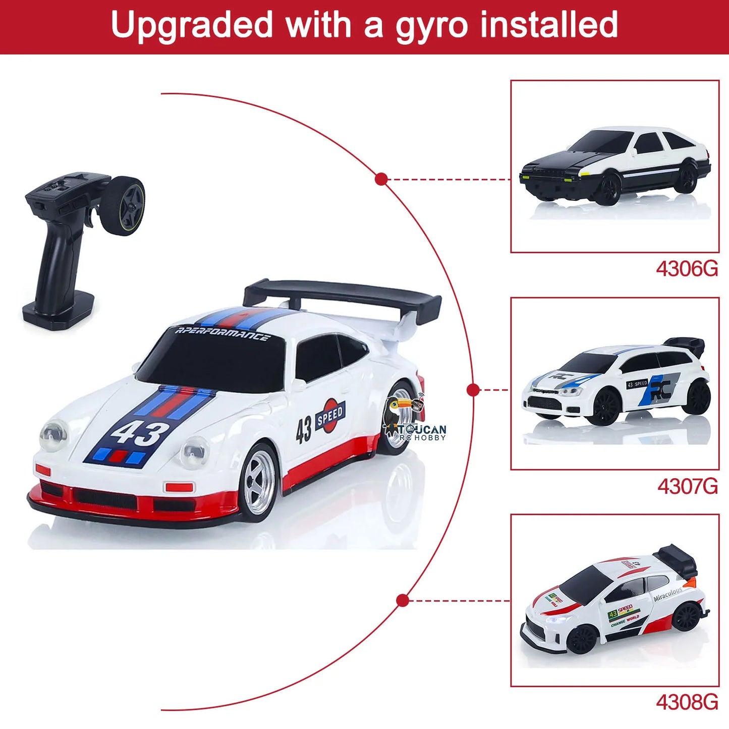 US Stock RC Drift Car 1/43 RTR Race 4WD Gyro Four-wheel Drive Radio Control High Speed Model 2.4G Racing Drifting Cars Toy Model