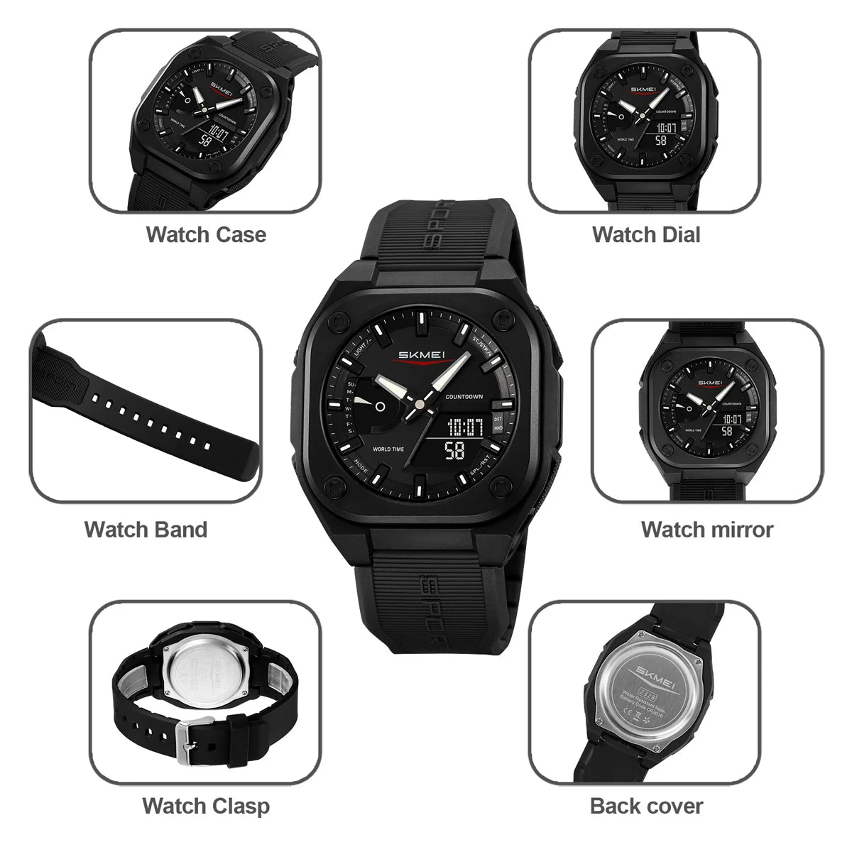 SKMEI Business Digital Electronic Watch Male Fashion Sports Quartz Watches For Mens Women Chrono Waterproof 5 Alarm Wristwatches