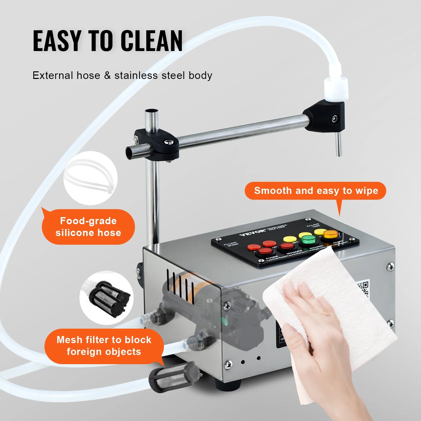 SucceBuy 10-4000ml Liquid Filling Machine Automatic Bottle Filler Machine with Single Nozzle Digital Control for Milk Water Wine