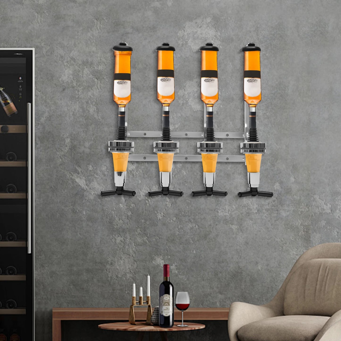 4 Head Silver Wine Rack Bar Accessories Wall Mounted Bottle Bracket for Parties Bars, and Home Bars