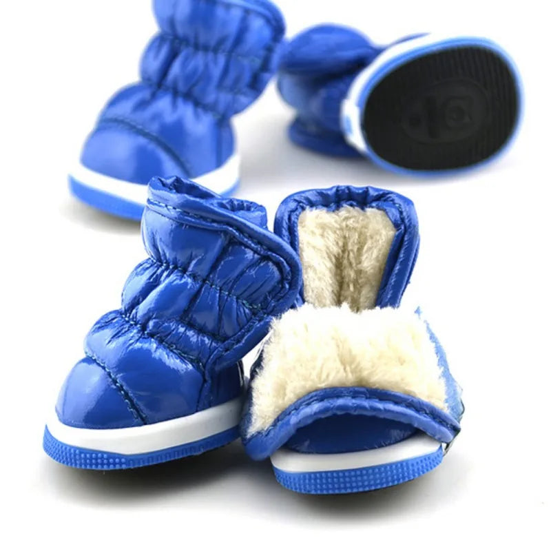 4pcs/set Pet Dog Winter Rain Shoes Waterproof Dogs Snow Boots Puppy Dog Slip Shoes For Small Medium Dog Yorkie Shoes Footwear