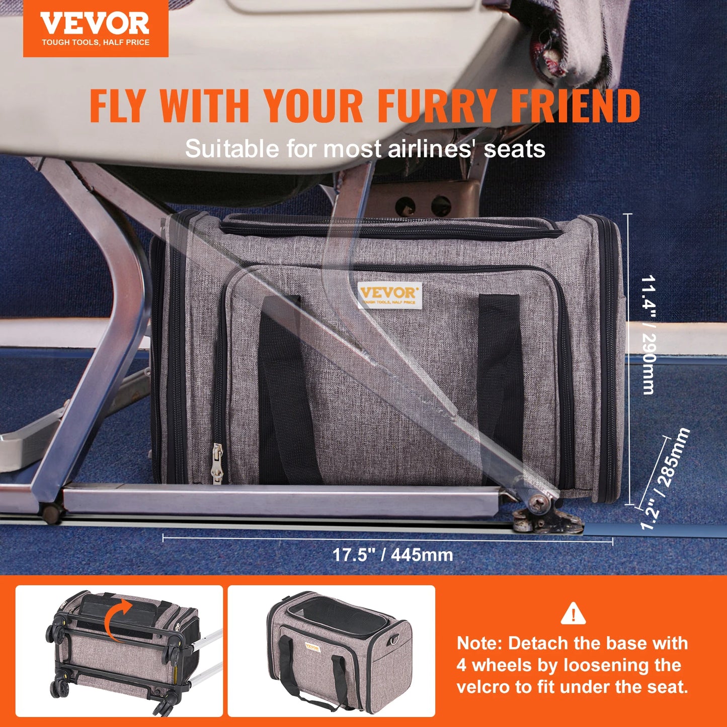 Breathable Cat Carrier Backpack Wheels Telescopic Handle