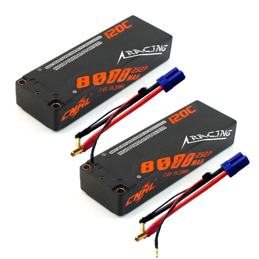 2pcs CNHL 2S 7.4V 5600mAh 6600mAh 8000mAh Lipo Battery 120C Hard Case With T EC5 Plug For RC Car Tank Boat Vehicle Truck Buggy