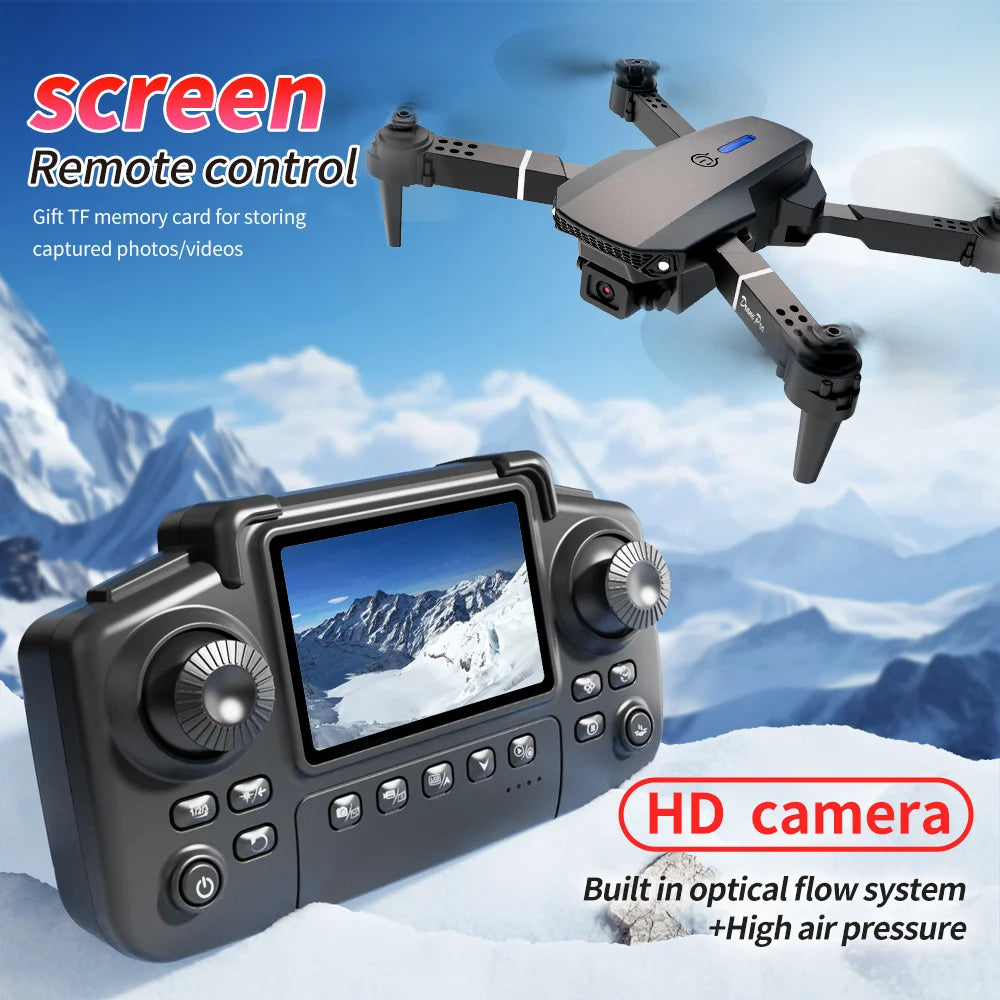 E88 Pro RC Drone 8K Professional with 1080P Wide Angle HD Camera Screen Control Foldable Helicopter WIFI FPV Height Hold
