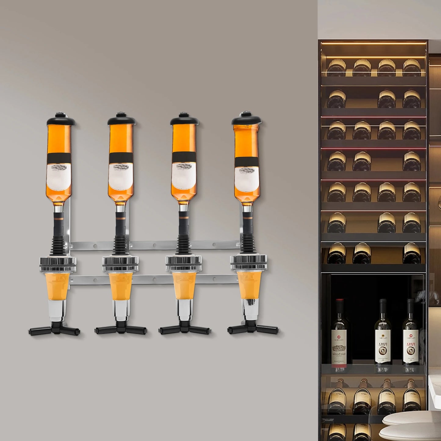 4 Head Silver Wine Rack Bar Accessories Wall Mounted Bottle Bracket for Parties Bars, and Home Bars