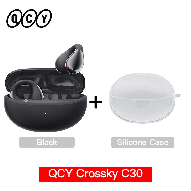 QCY Crossky C30 Earclip Wireless Earphones Bluetooth 5.4 Open Ear Sports TWS Earbuds Dual-Connection Headphone Clip-on Headset