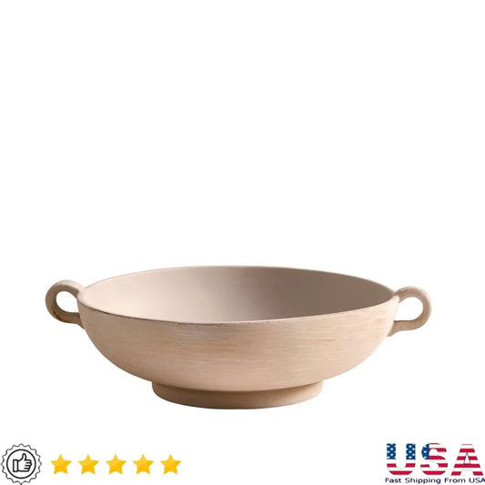 Ceramic Low Stone Distressed Bowl Decorative Centerpiece Home Tabletop Display Gift Holidays Housewarmings Birthdays