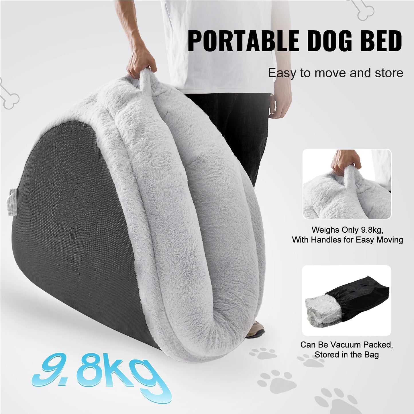 SucceBuy Human Dog Bed For Adults With Faux Rabbit Fur Cover
