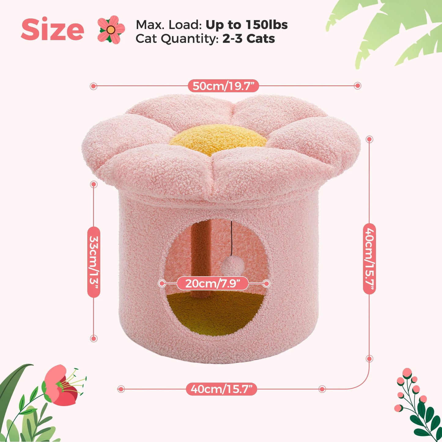 Large Indoor Cat House With Removable Flower Bed Hideaway