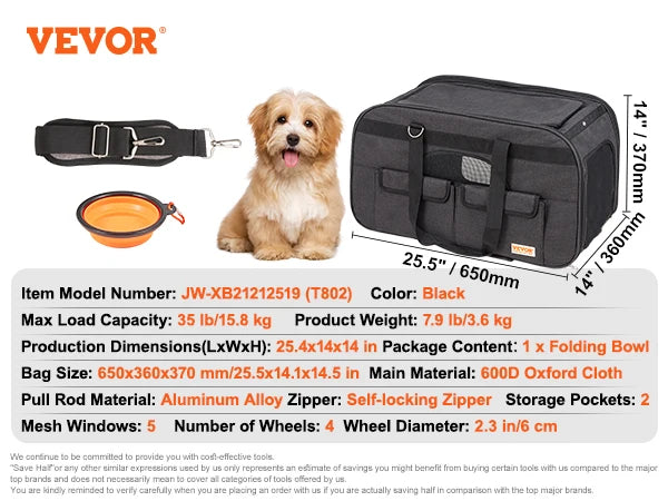 Breathable Cat Carrier Backpack Wheels Telescopic Handle