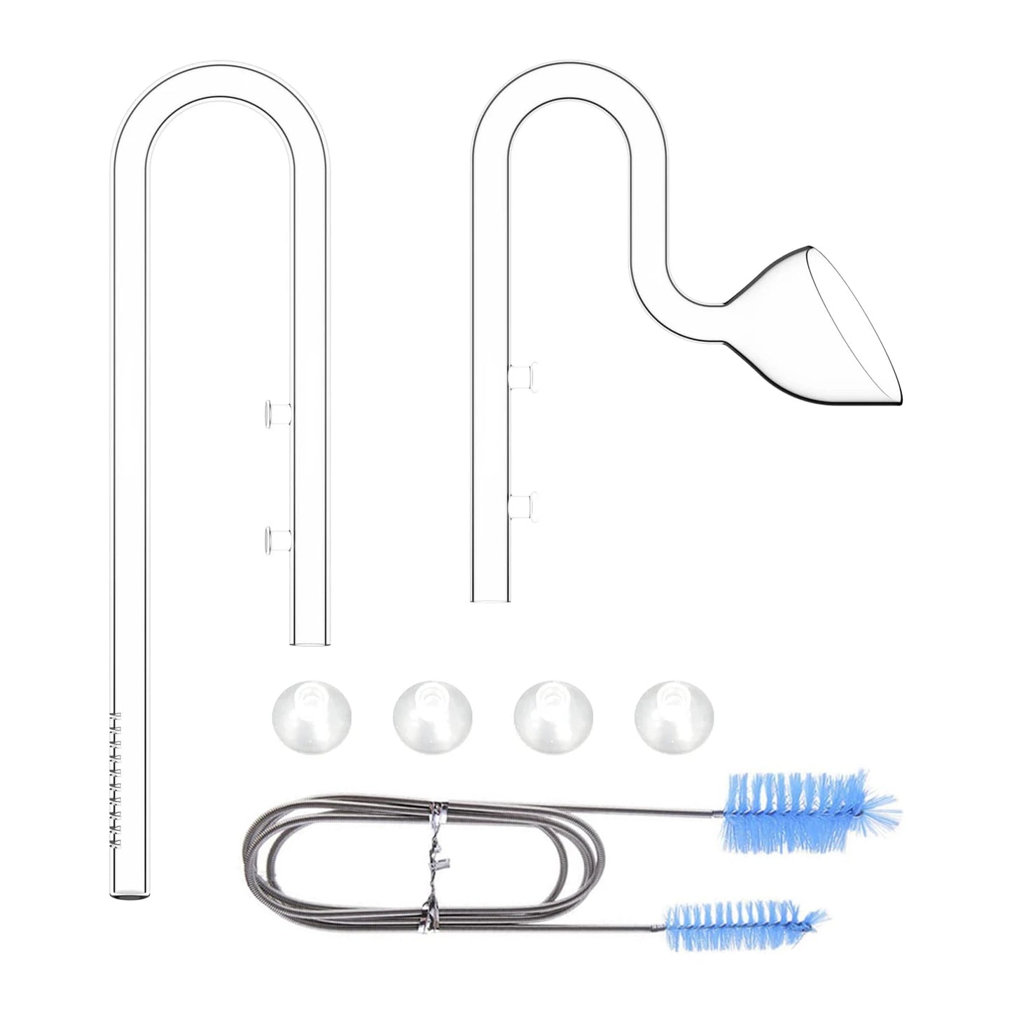FZONE Aquarium Glass Lily Pipe Kit Inflow Outflow Brush