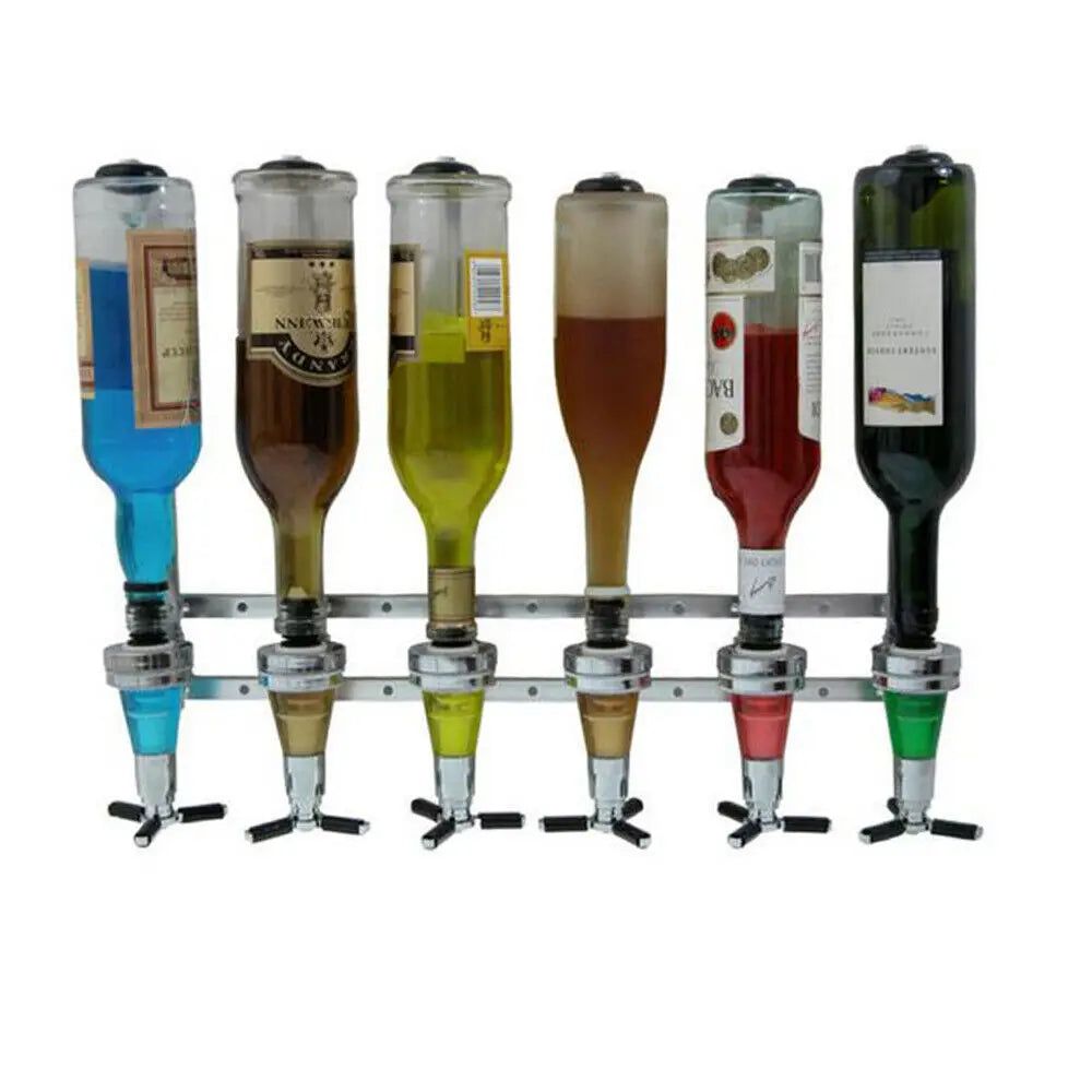 6-Bottle Wall Mounted Liquor Dispenser Alcohol Liquor Dispenser Stand Wall Mounted Bar Butler for Drink Beer Wine