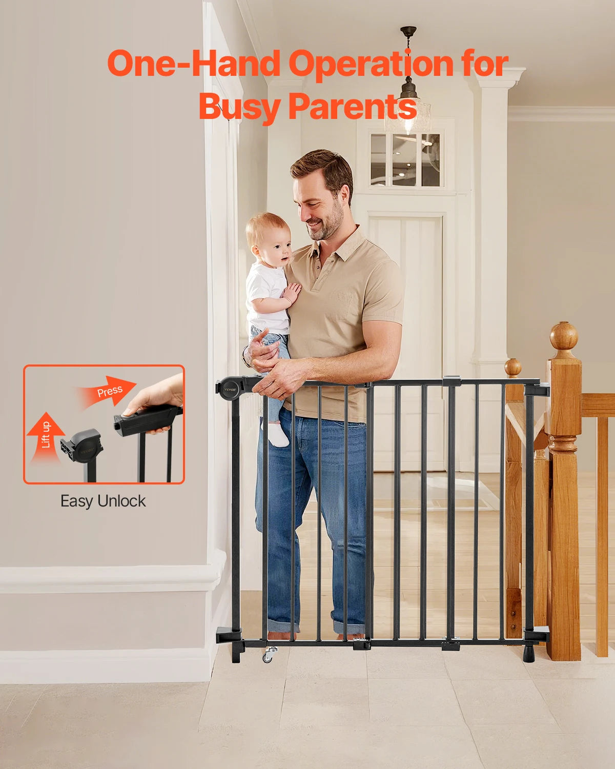 SucceBuy Adjustable Baby Gate 29.5 To 43 Inch Wide 28 High