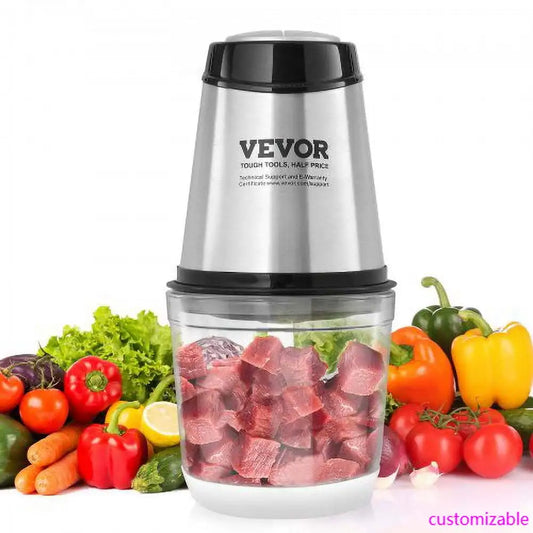 Food Processor, Electric Meat Grinder with 4-Wing Stainless Steel Blades, 2.5 Cup Glass Bowl, 400W Electric Food Chopper