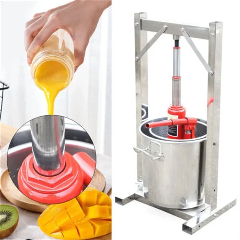Fruit Wine Press 12L Grape Crusher Juice Maker Stainless Steel with Hydraulic Jack Wine Making Tool