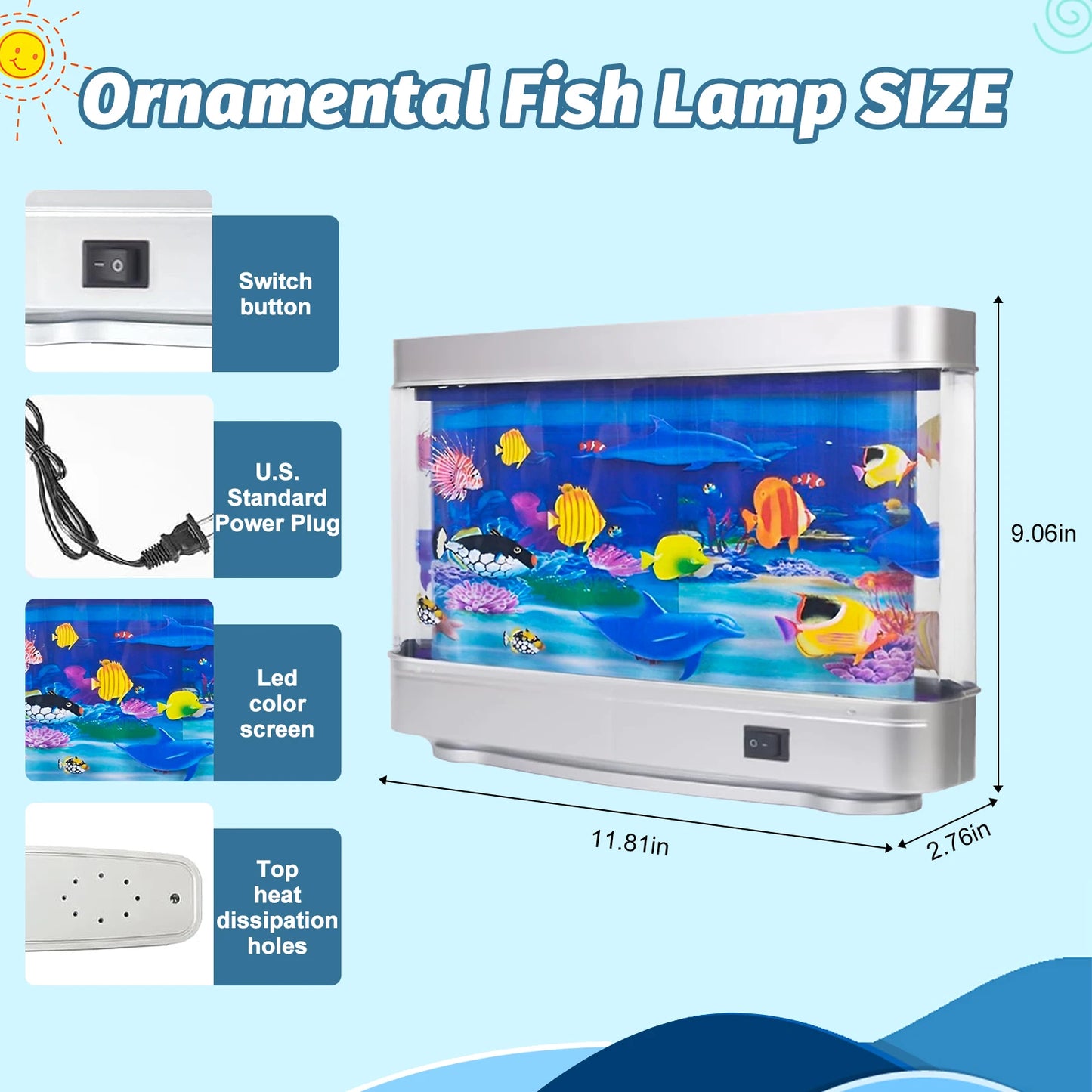 Artificial Aquarium Moving Fish Light Virtual Ocean Motion