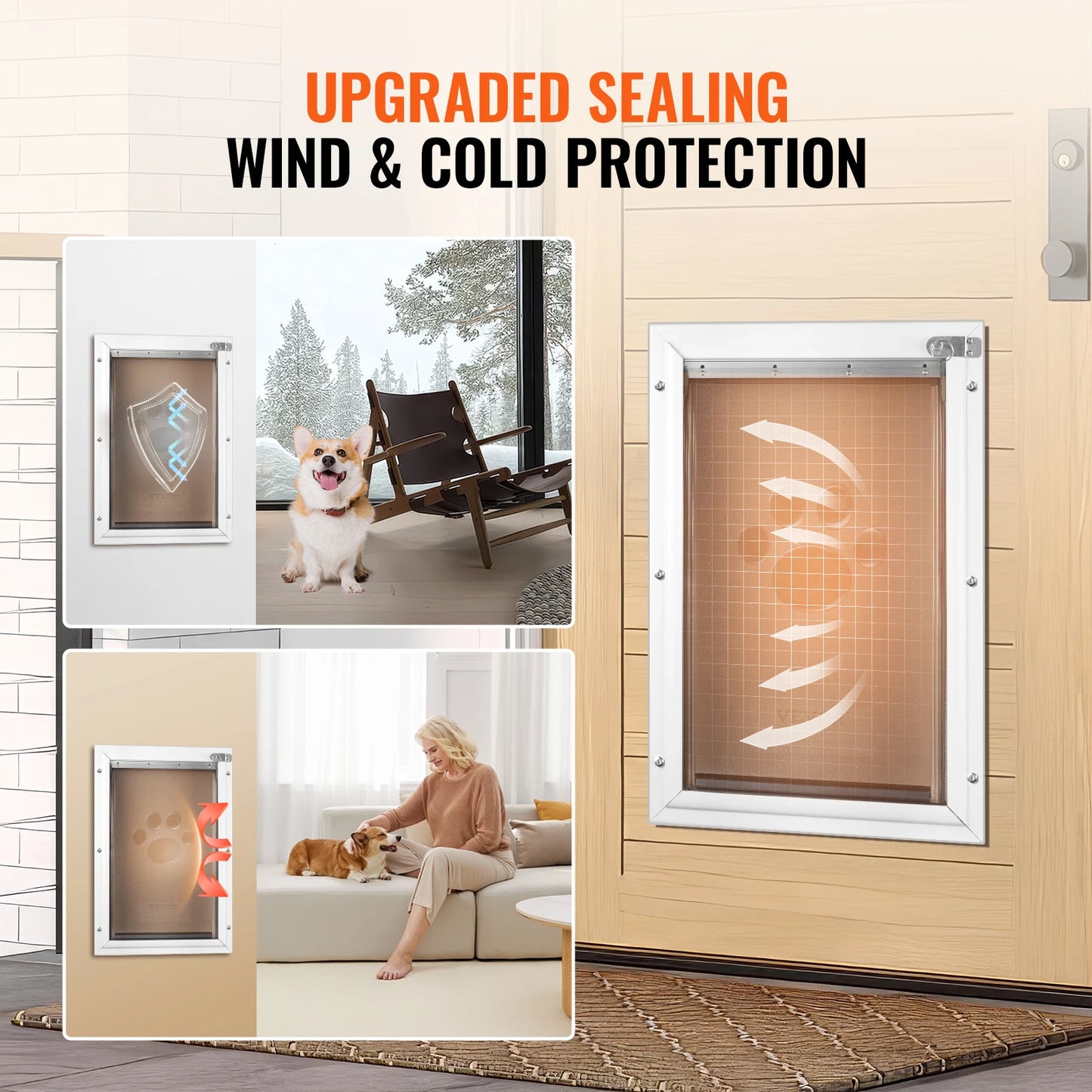 SucceBuy Aluminum Frame Pet Door with Lock and Flap