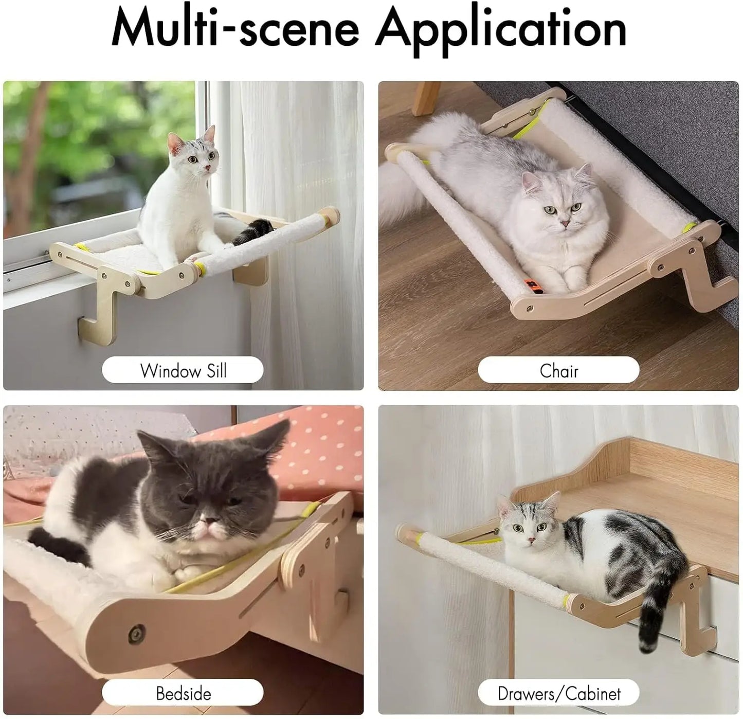 Mewoofun Cat Window Perch Lounge Hammock No Drilling Beige