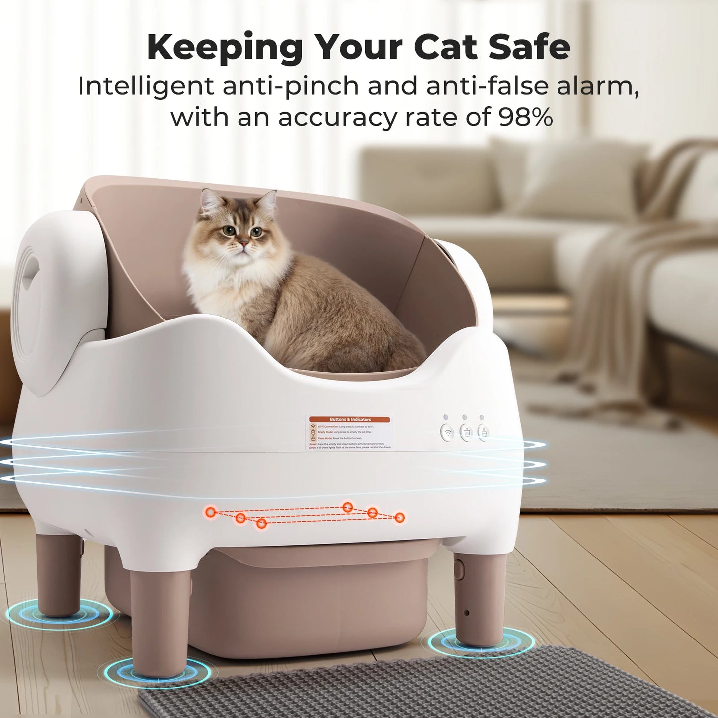 Self Cleaning Cat Litter Box Automatic App Control Open Top