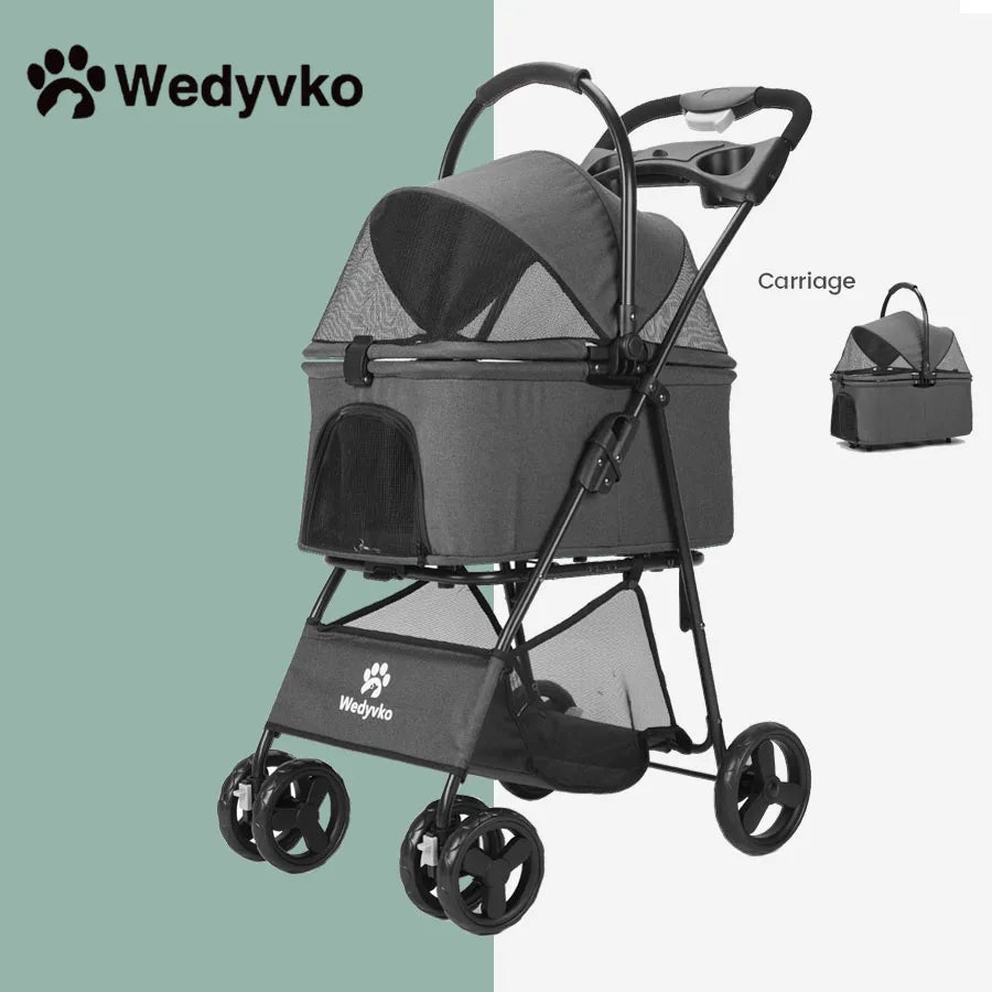 Wedyvko Portable Dog Stroller One Click Folding Clip Type