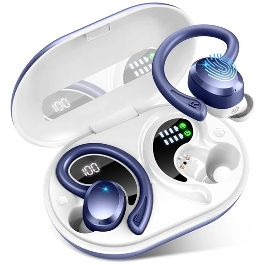 Wireless Earbuds Bluetooth 5.3 On Ear Headset Noise Cancelling Mic 48 Hour Playtime Sports Headphones for Workout and Running