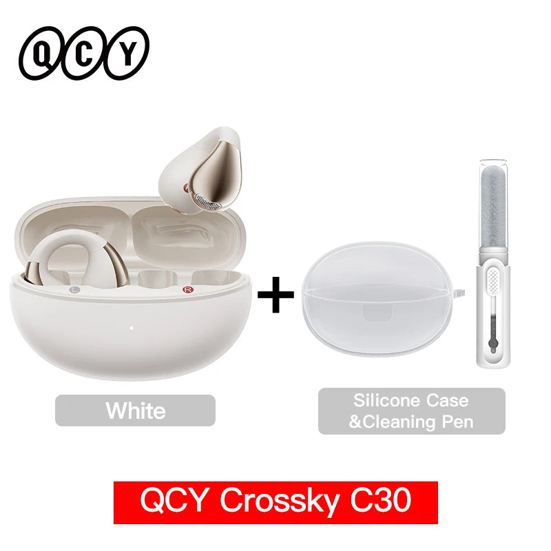 QCY Crossky C30 Earclip Wireless Earphones Bluetooth 5.4 Open Ear Sports TWS Earbuds Dual-Connection Headphone Clip-on Headset
