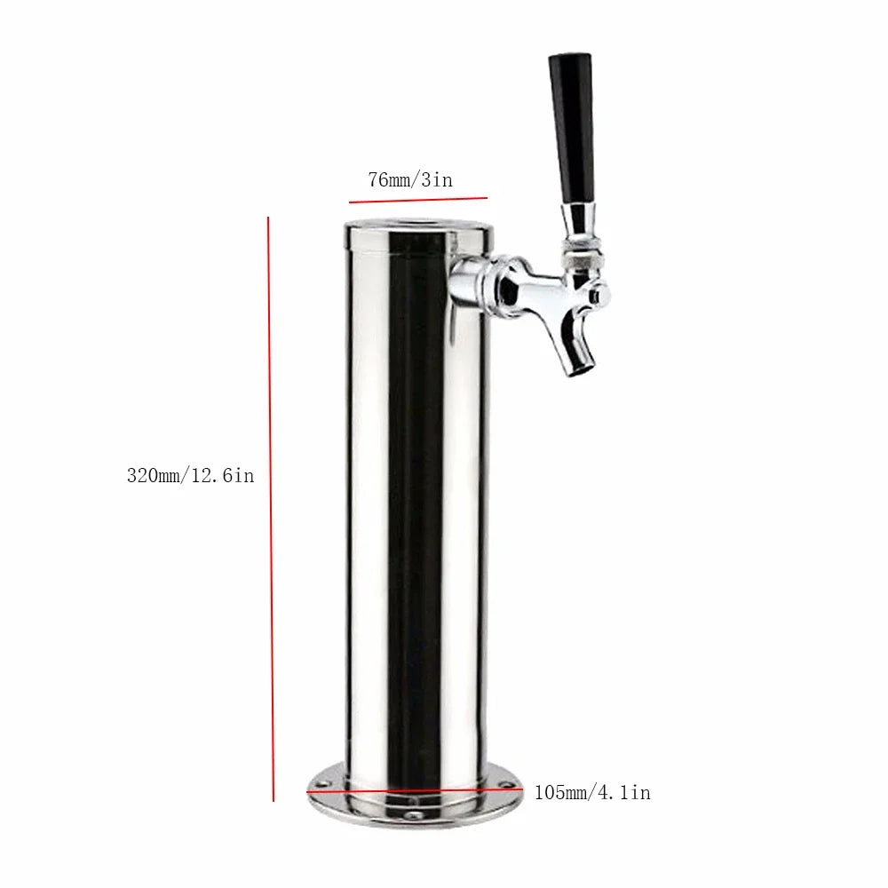 Bar Home Single Tap Faucet Draft Beer Keg Tap Tower Kegerator Stainless Steel
