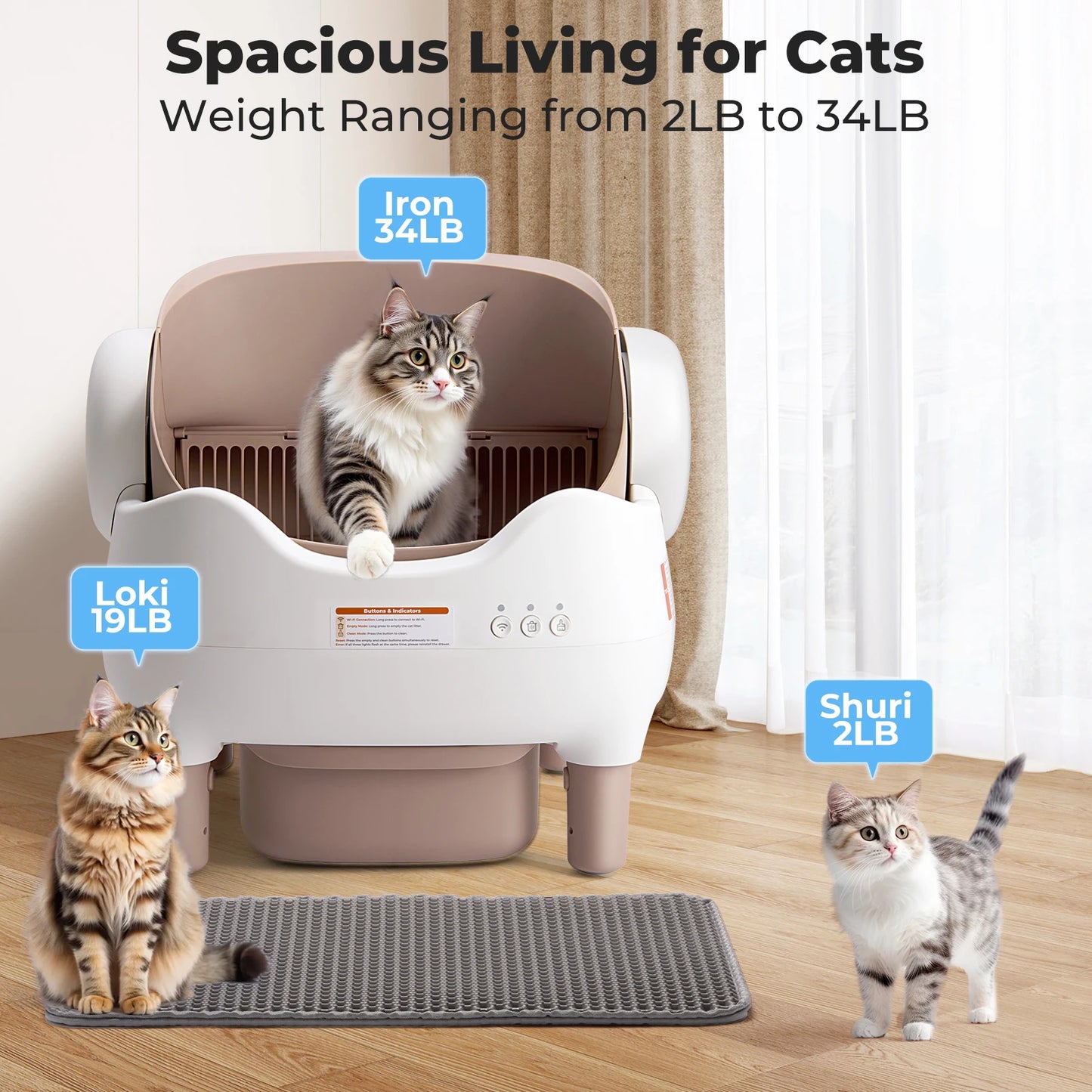 Self Cleaning Cat Litter Box With App Control Open Top