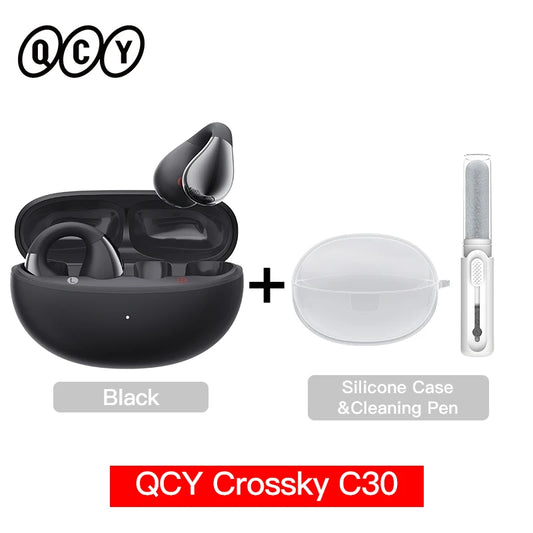 QCY Crossky C30 Earclip Wireless Earphones Bluetooth 5.4 Open Ear Sports TWS Earbuds Dual-Connection Headphone Clip-on Headset