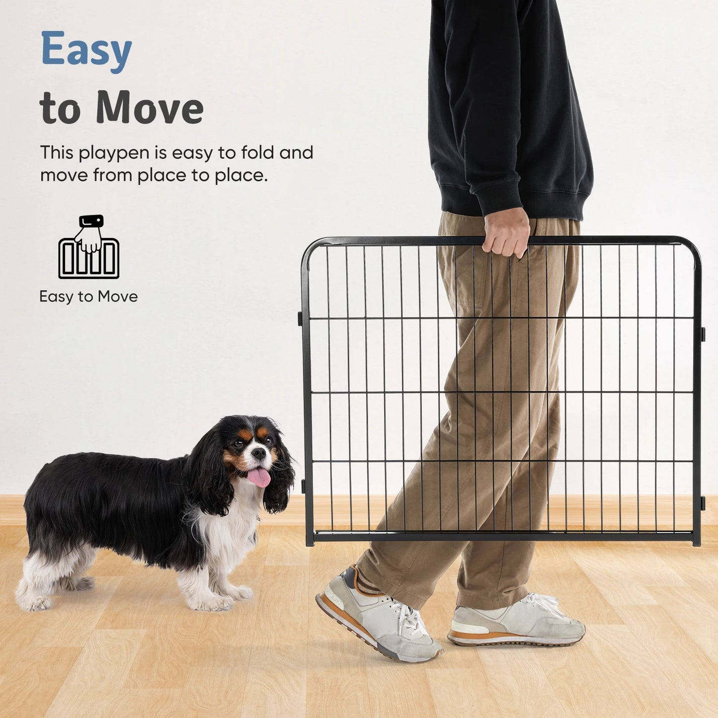 JHK 16 Panel Dog Playpen Indoor Metal Fence With Doors