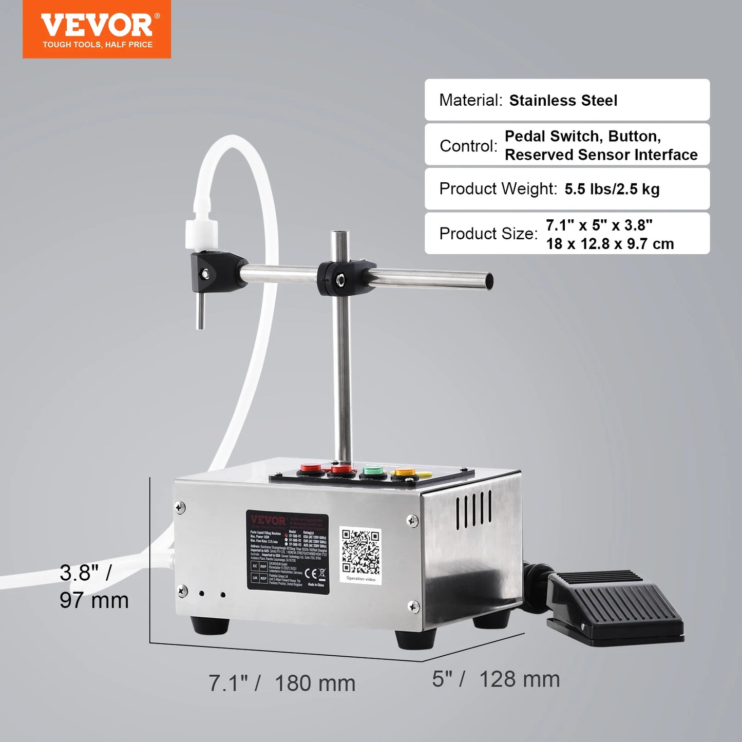 SucceBuy 10-4000ml Liquid Filling Machine Automatic Bottle Filler Machine with Single Nozzle Digital Control for Milk Water Wine
