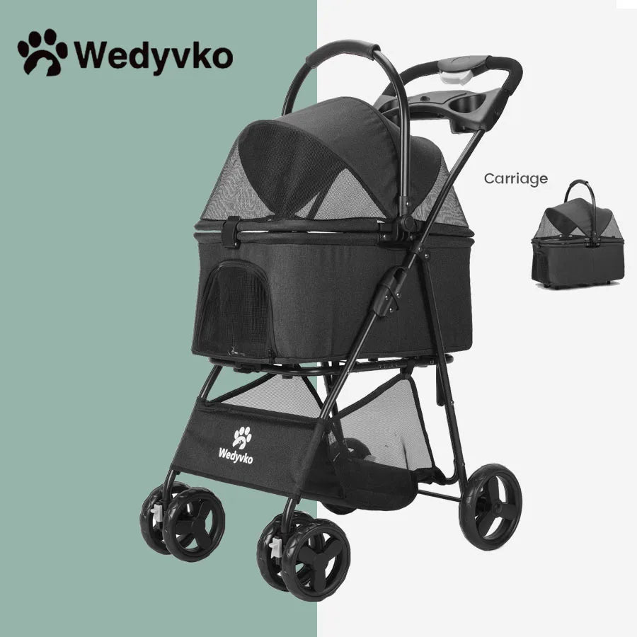 Wedyvko Portable Dog Stroller One Click Folding Clip Type