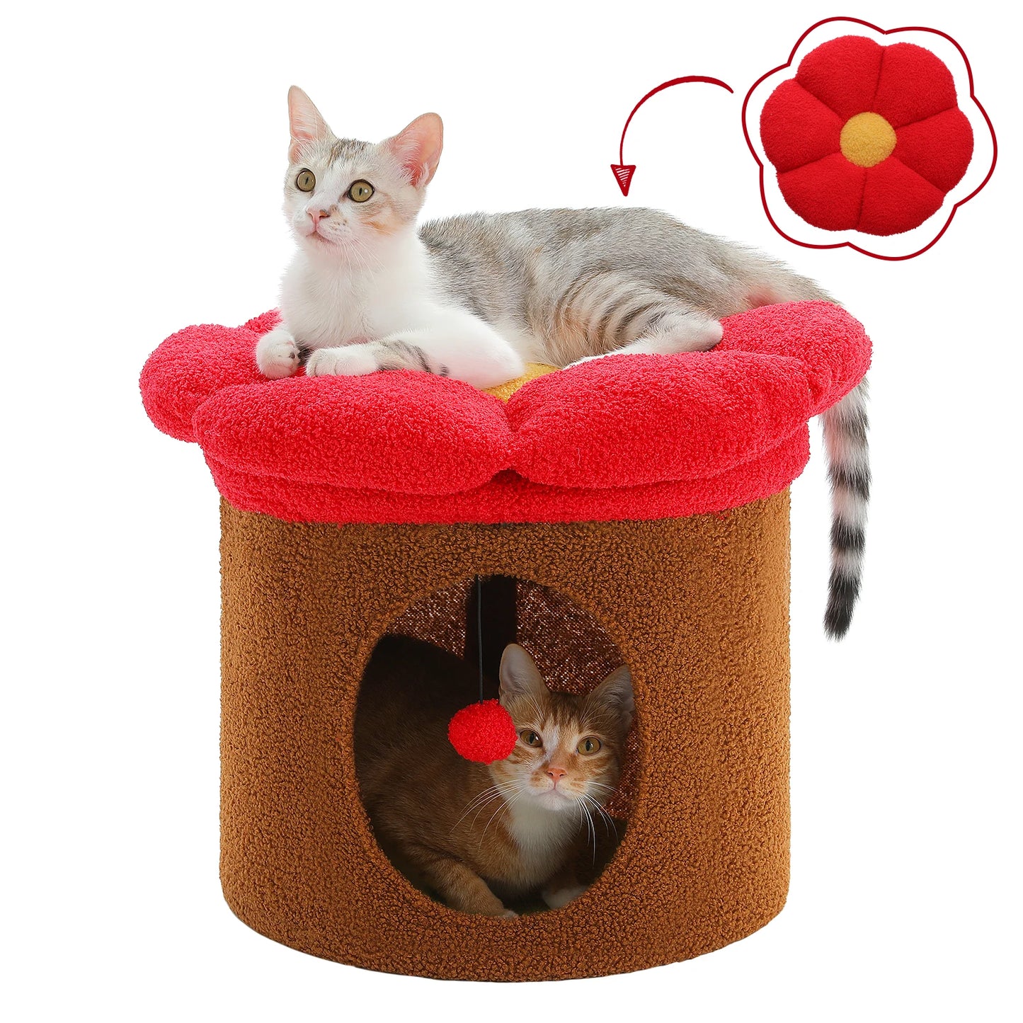 Large Indoor Cat House With Removable Flower Bed Hideaway