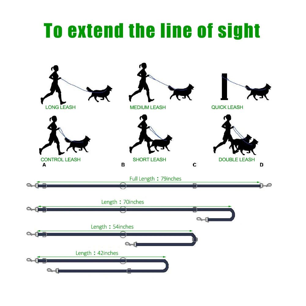 Adjustable Dog Leash Halti Training Double Ended 2M 6ft