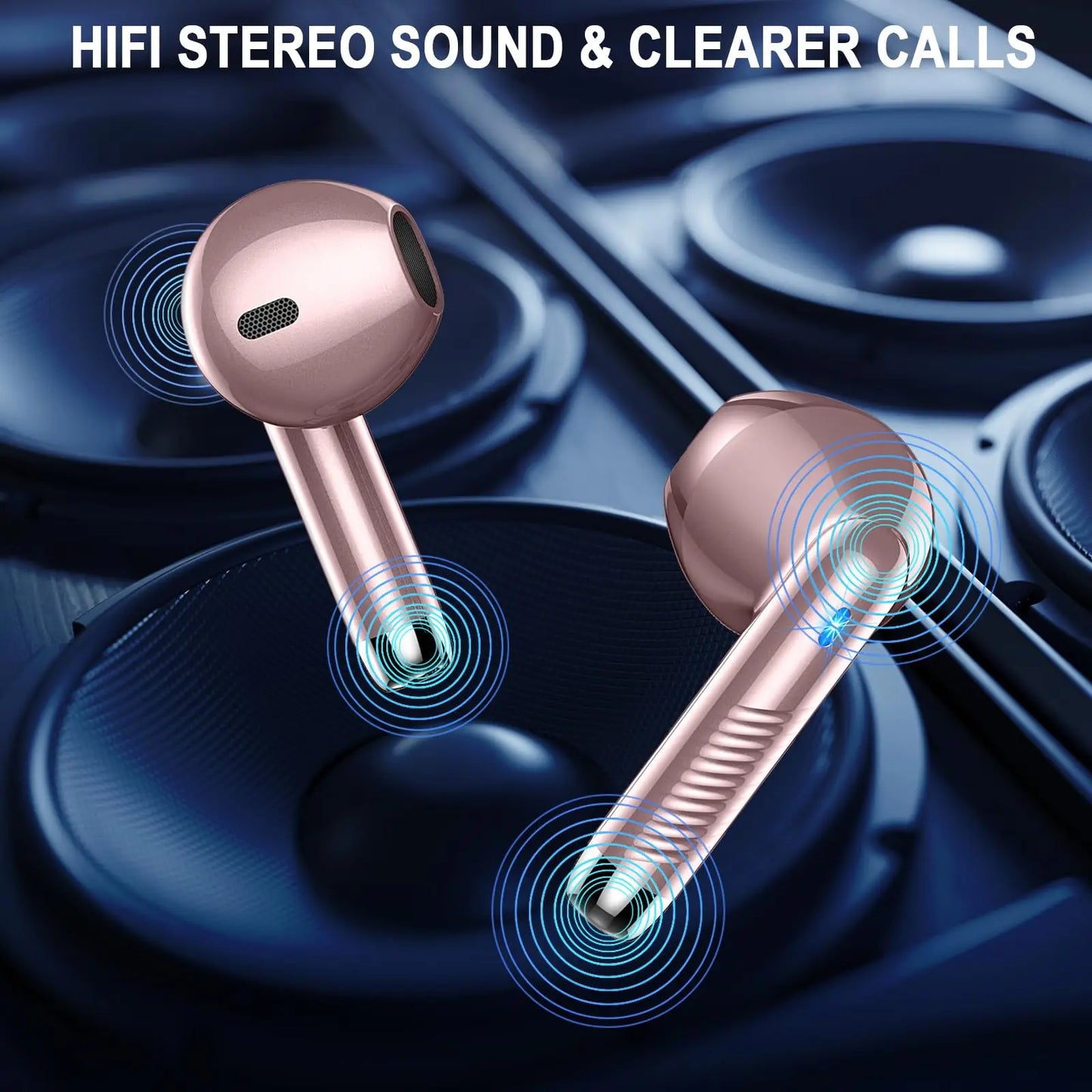 DRSAEC Wireless Earbuds, Bluetooth 5.3 Ear Buds LED Power Display Headphones, in-Ear Noise Cancelling Mic, 40H Playback.