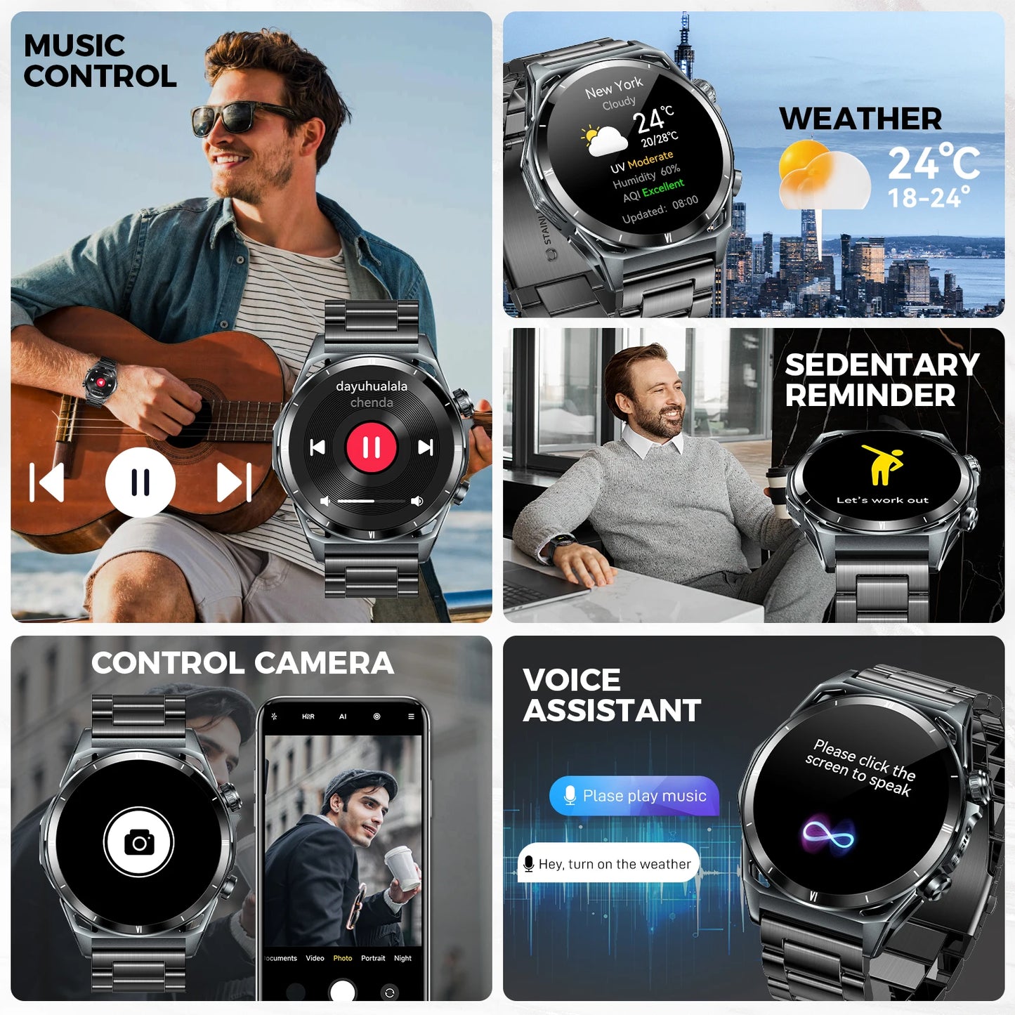 EIGIIS New Smart Watch KE6 1.43 Inch AMOLED Display Men Black Sports Watch KE Series Bluetooth Call Health Monitor IP68 Waterproof