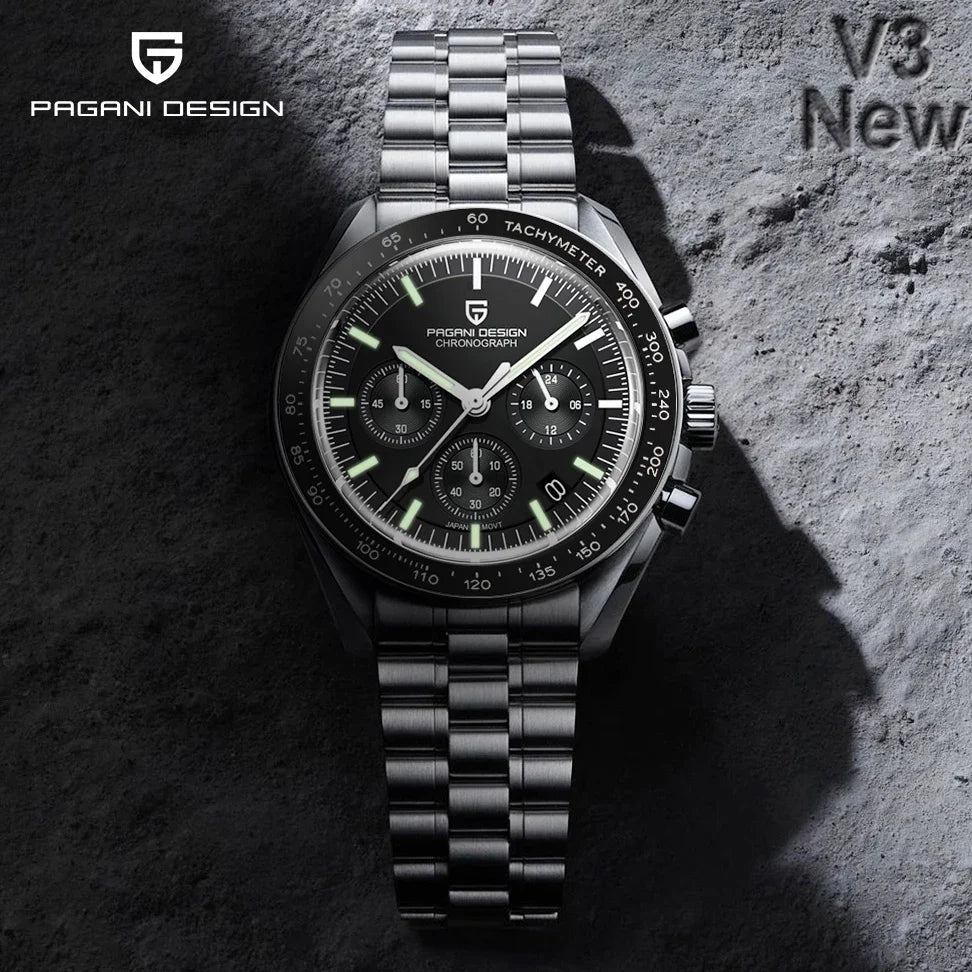 PAGANI DESIGN 2025 New Men's Watches Top Luxury Quartz Watch For Men Auto Date Speed Chronograph AR Sapphire Mirror Wrist watch