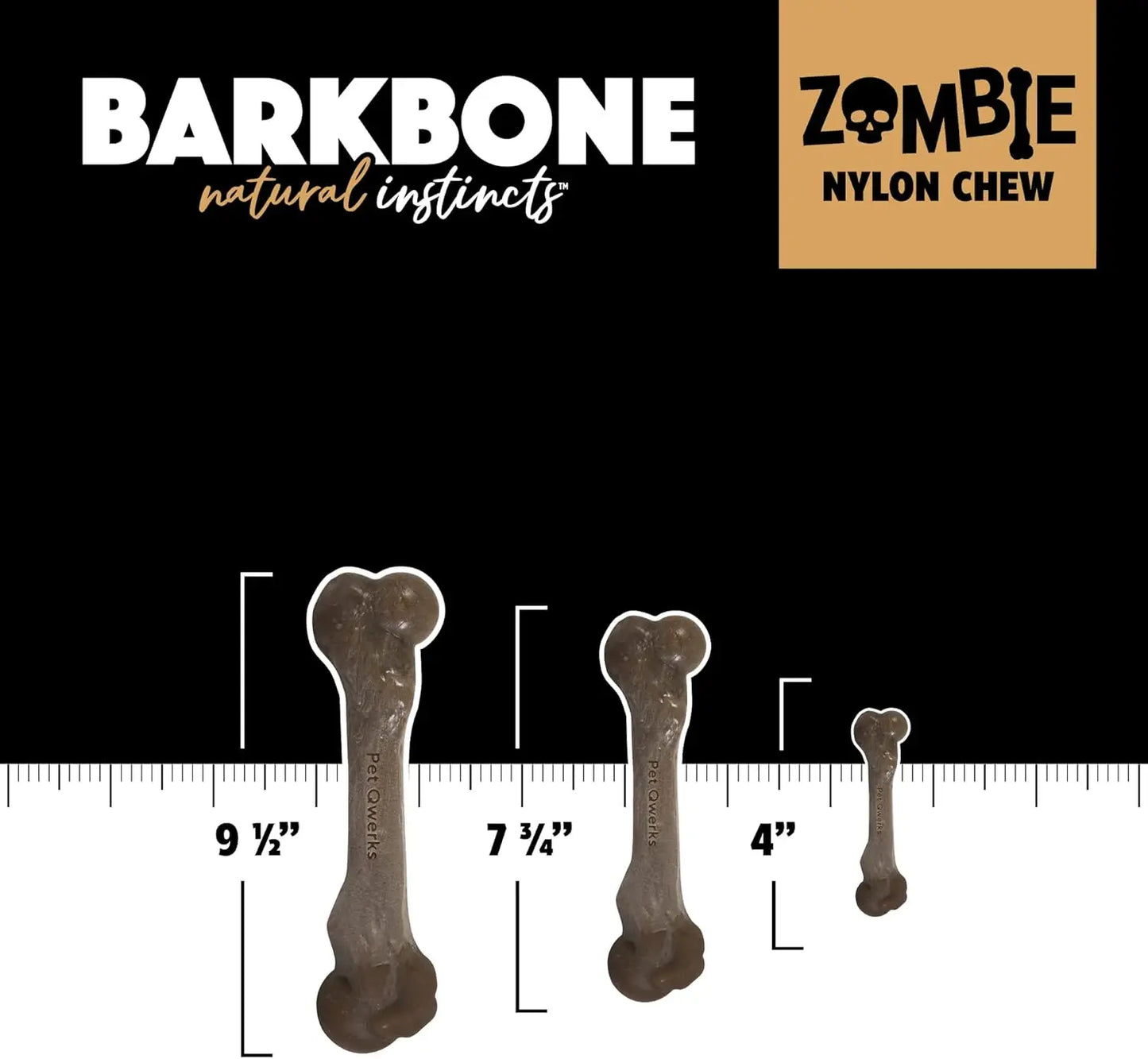 Zombie BarkBone - Nylon Dog Bone for Moderate Chewers - Bacon Flavor - 4"