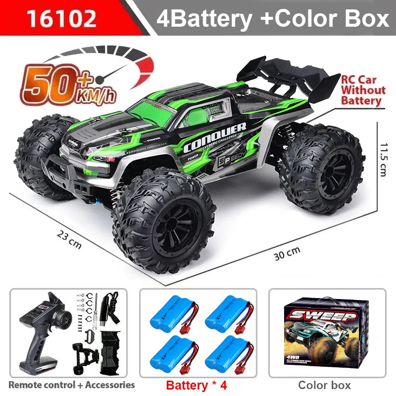16102 1:16 Rc Car With Led Light 4WD 50km/h Off-road Vehicle High Speed Drift Car For Kid Vs Wltoys Boys Kids Birthday Gifts
