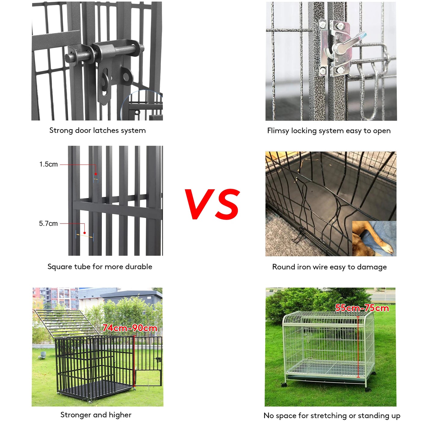 Heavy Duty Dog Crate XXL With 4 Lockable Wheels 3 Doors