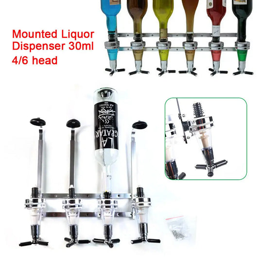 6-Bottle Wall Mounted Liquor Dispenser Alcohol Liquor Dispenser Stand Wall Mounted Bar Butler for Drink Beer Wine