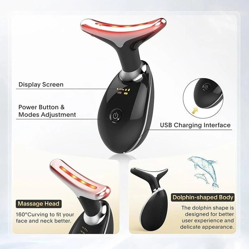 7LED Color Vibrating Neck Massager USB Charging Face Skin