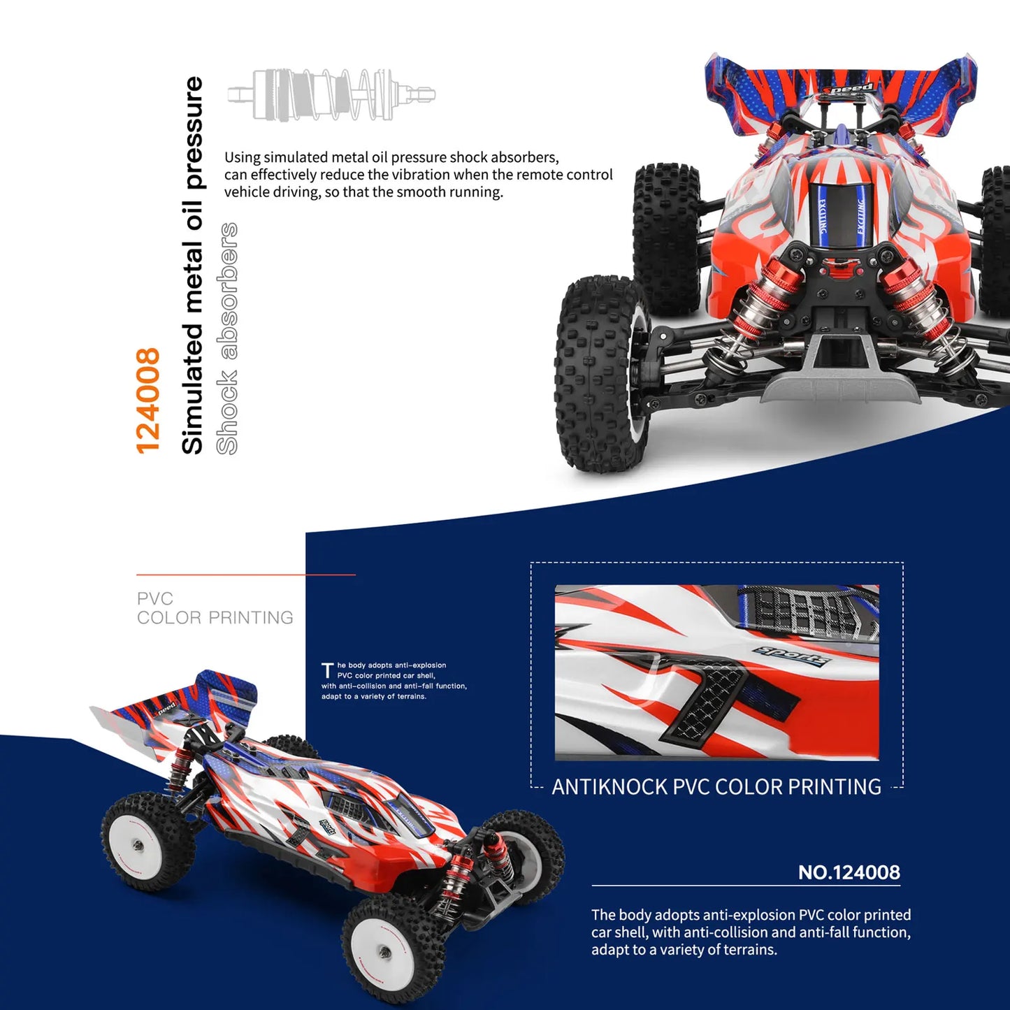 WLtoys 124008 1/12 60KM/H Brushless 4WD RC Car 11.1V 2000mAh Off-Road Monster Truck for Kids Adults